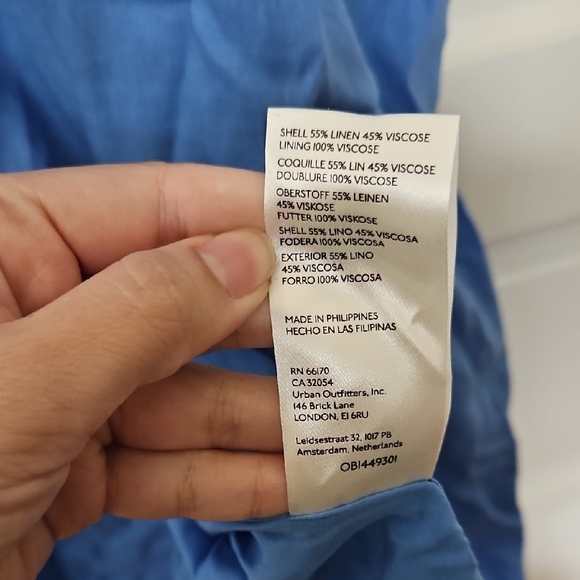 NWT - Maeve by Anthropologie Linen Blend Blue Midi Dress with Tie Front - Picture 9 of 13